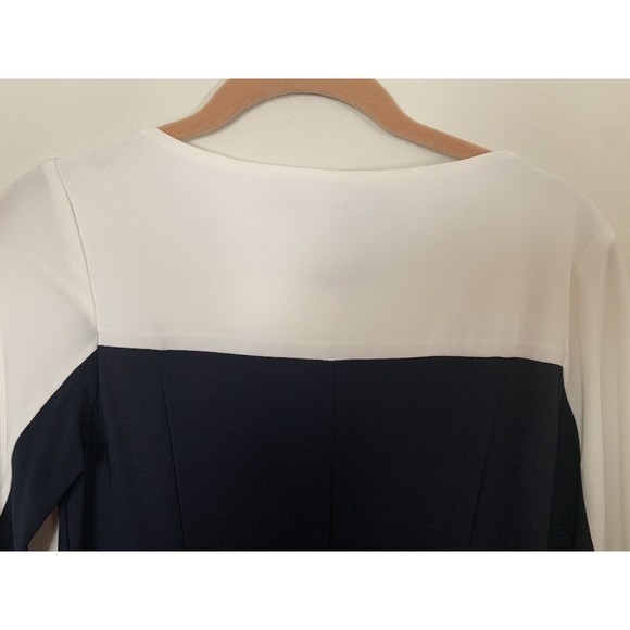 Lauren Ralph Lauren Navy and White Color Block Midi Dress Size 4 - Picture 11 of 11